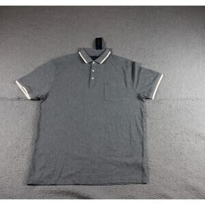 New French Connection Mens Polo XL Grey White Trim Parched Pique Regular Shirt